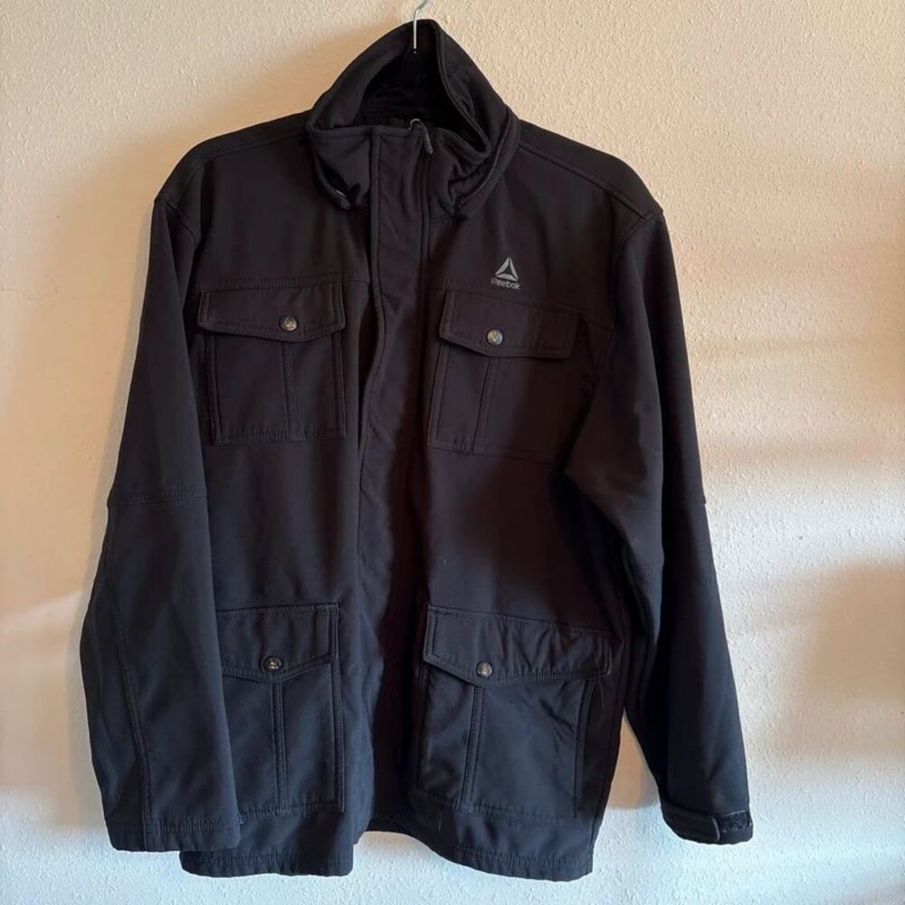 Reebok Women's 18/20 Black Fleece Lined Softshell Utility Jacket 4 Pocket